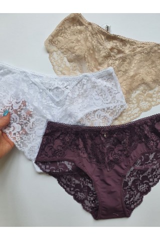 Трусики слипы из микрофибры и кружева Lanny Mode 51730 слива